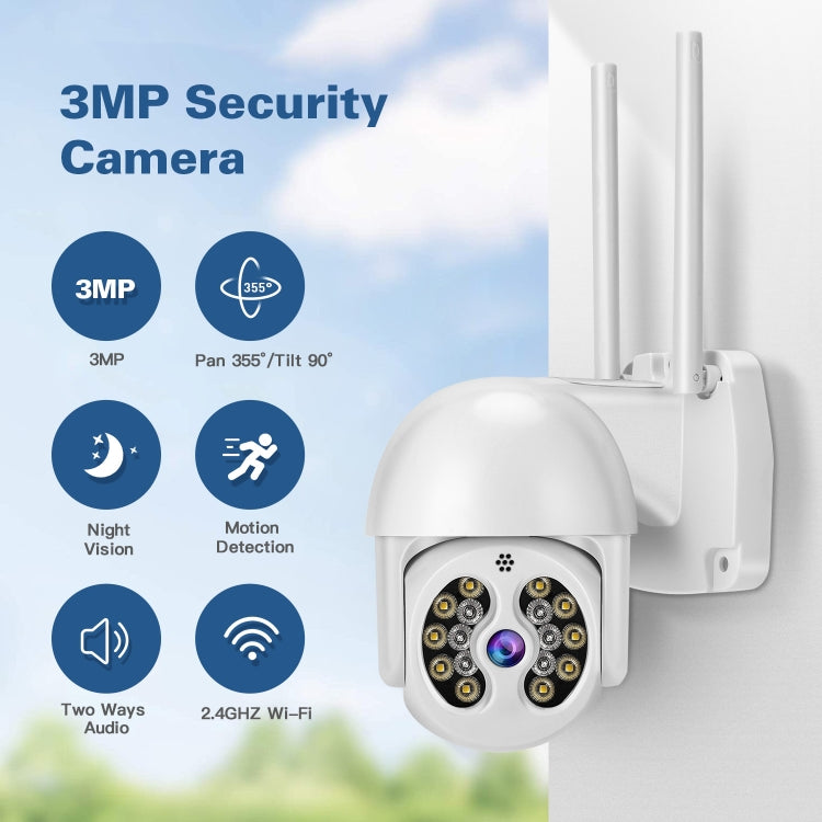 Tuya QX56 3.0 Million Pixels IP66 Waterproof 2.4G Wireless IP Camera, Support Amazon Alexa & Google Home & Motion Detection & Two-way Audio & Full Color Night Vision & TF Card, EU Plug, Support Amazon Alexa & Google Home Tuya QX56 3.0 Million Pixels IP66 Waterproof 2.4G Wireless IP Camera, Support Amazon Alexa & Google Home & Motion Detection & Two-way Audio & Full Color Night Vision & TF Card, EU Plug, Support Amazon Alexa & Google Home